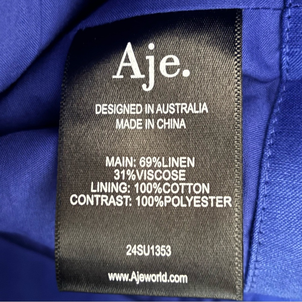 NWT Aje Reverb Puff Sleeve Twist Front Crop Top Button Back Cobalt Blue 4 - Picture 8 of 9